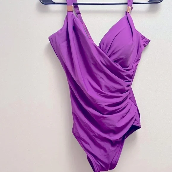 Miraclesuit Twist-Front Siren One-Piece, Orchid Purple, swimsuit, swim - Picture 8 of 14